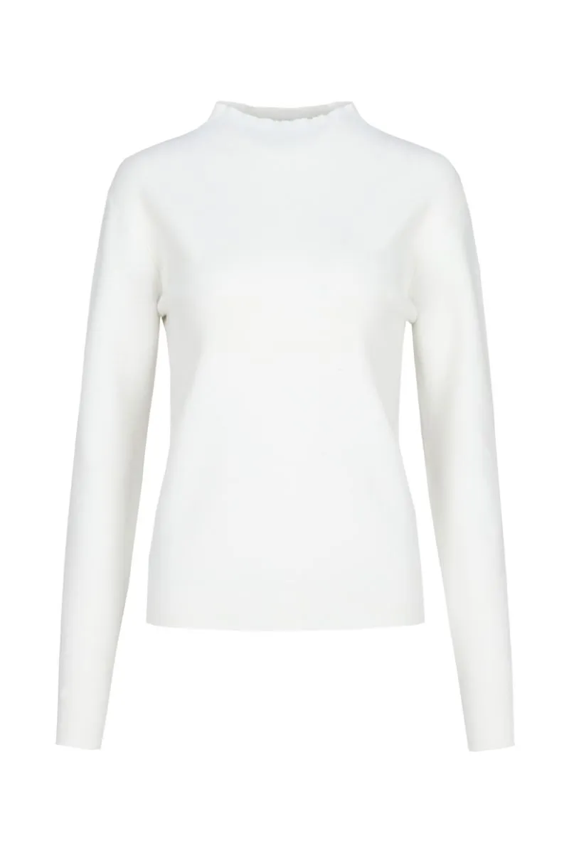 G-maxx Willaine Knit Top Wool, witte gebreide top van wol